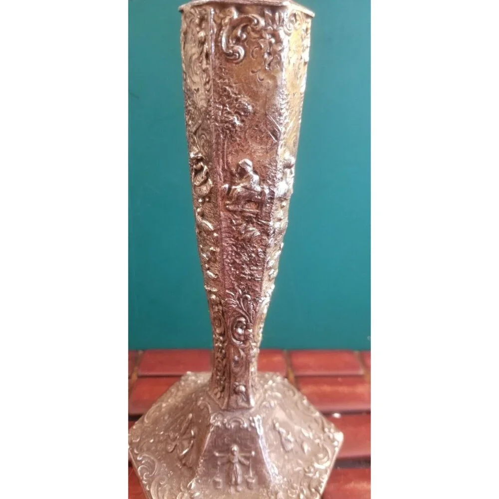 Vintage Weidlich Brothers Silverplate Dutch Windmills Candle Holder Candlestick